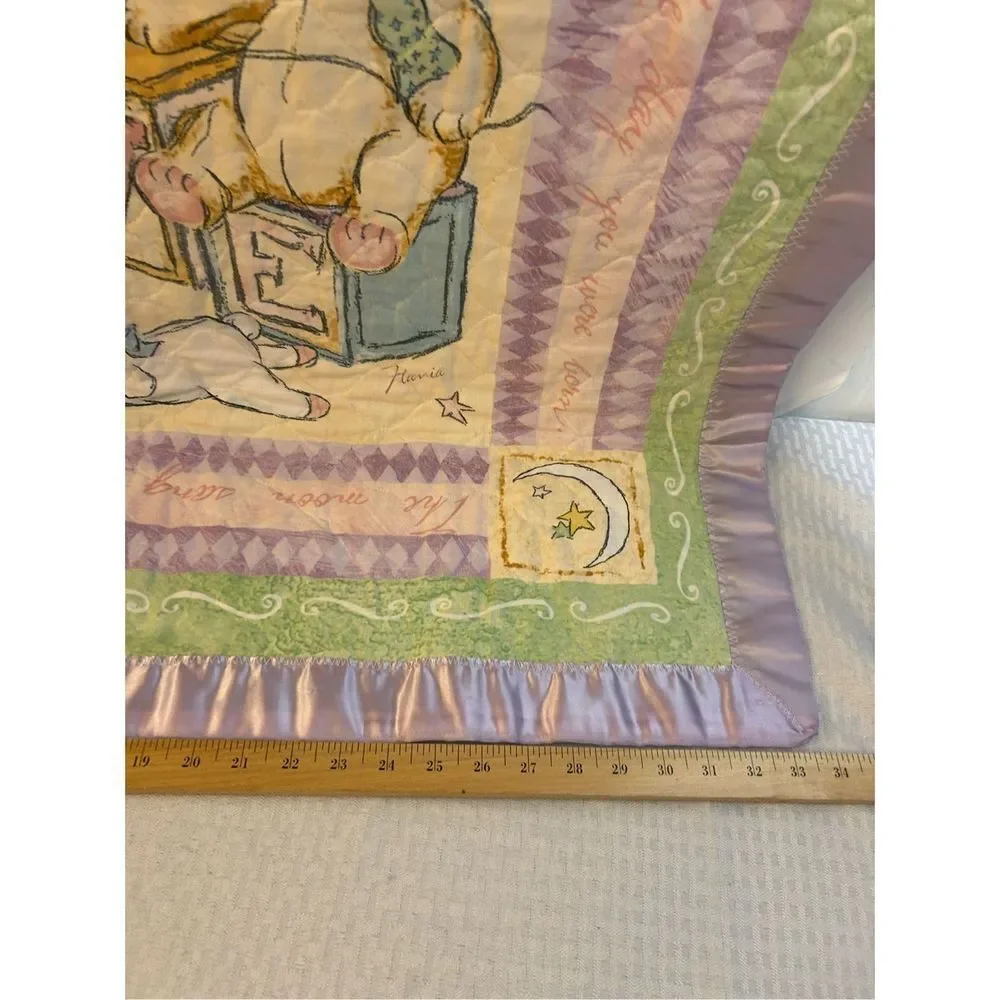 The Moon Sang A Lullaby Purple‎ and Pastels reversible quilt 34x44